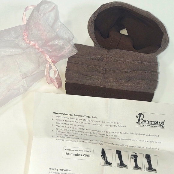 Brimmins Brown and Gray Shurred Fabric Button Boot Cuffs - Picture 5 of 6